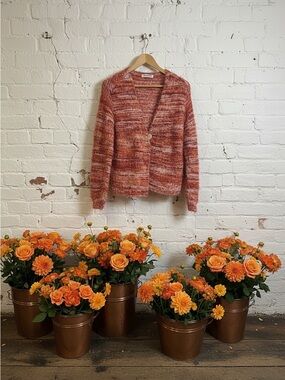 Marled Rust and Cream V-Neck Women's Cardigan